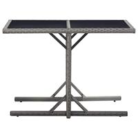 Tuintafel 110x53x72 cm glas en poly rattan antraciet - thumbnail