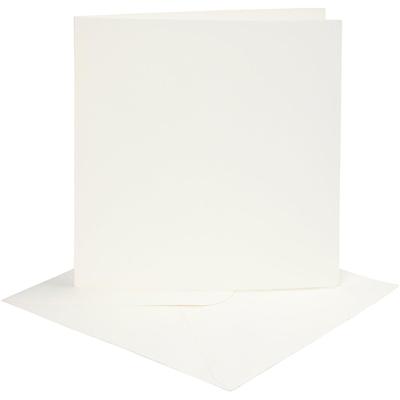 Creativ Company Kaarten en enveloppen, afmeting kaart 15,2x15,2 cm, afmeting envelop 16x16 cm, 220 gr, off-white, 4 set/ 1 doos
