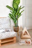 Kussen DKD Home Decor Voor op de grond Wit Groen Lichtgrijs Bamboe Aluminium 120 x 80 x 16 cm - thumbnail