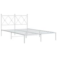 Bedframe met hoofdbord metaal wit 120x200 cm - thumbnail