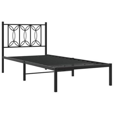 Bedframe met hoofdbord metaal zwart 90x190 cm