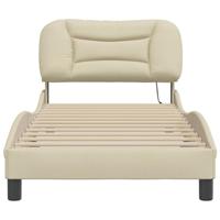 Bedframe met LED zonder matras "Hvar" 90x190 cm stof crèmekleurig - thumbnail