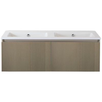 Frozen 3D Badmeubelset 120 cm - Greeplijst in Kleur - Olive - Keramische Wastafel Wit Zonder Kraangat