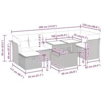 8-delige Loungeset met kussens poly rattan lichtgrijs - thumbnail