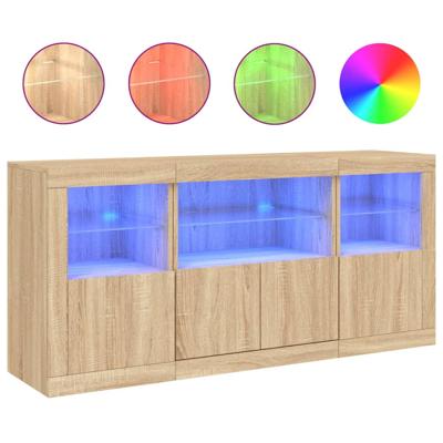 Dressoir met LED-verlichting 142,5x37x67 cm sonoma eikenkleurig
