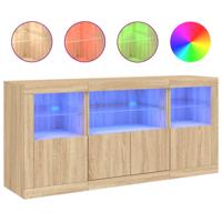 Dressoir met LED-verlichting 142,5x37x67 cm sonoma eikenkleurig - thumbnail