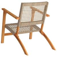 Tuinstoelen 2 st poly rattan en acaciahout beige - thumbnail