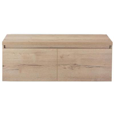 Frozen Badmeubelset 120 cm - Greeplijst in Kleur - Inclusief Wastafelbovenblad Natuur Eiken