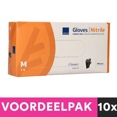 Abena poedervrije nitrile handschoenen maat medium 100 stuks zwart voordeelpakket Abena poedervrije nitrile handschoenen maat medium 100 stuks zwart voordeelpakket