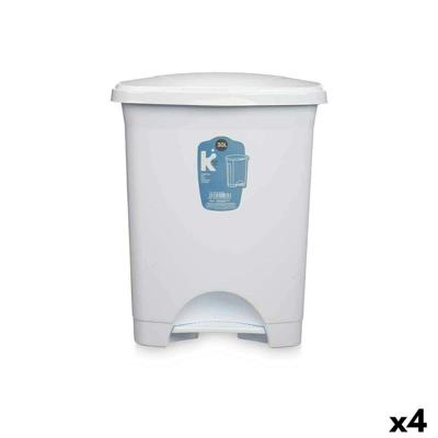 Pedaalemmer Wit Plastic 30 L (4 Stuks)