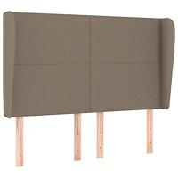 Hoofdbord met randen 147x23x118/128 cm stof taupe - thumbnail