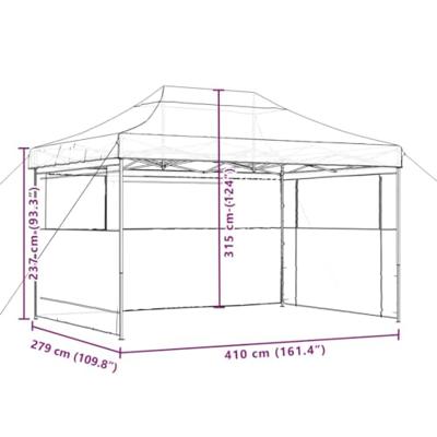 VidaXL Partytent inklapbaar pop-up met 3 zijwanden zwart