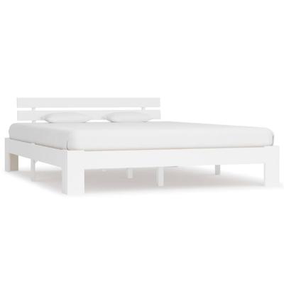 VidaXL Bedframe met hoofdbord massief grenenhout wit 160x200 cm VidaXL Bedframe met hoofdbord massief grenenhout wit 160x200 cm