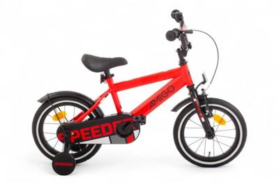 AMIGO Speeder 14 Inch Jongens Terugtraprem Rood/Zwart AMIGO Speeder 14 Inch Jongens Terugtraprem Rood/Zwart