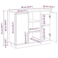 Dressoir met plank Gerookt eiken 90 x 32 x 75 cm Bewerkt hout - thumbnail