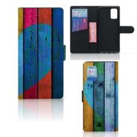 Samsung Galaxy A02s | M02s | Book Style Case | Wood Heart - Cadeau voor je Vriend - thumbnail