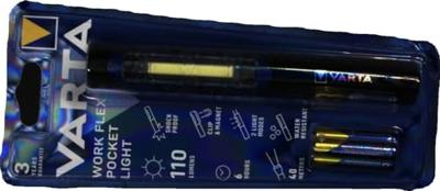 Varta 17647101421 Work Flex Pocket Light Penlight werkt op batterijen LED 230 mm Grijs, Blauw