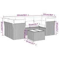 7-delige Loungeset met kussens poly rattan beige - thumbnail