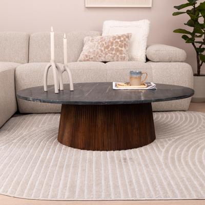 Eleonora Ovale Salontafel 'Maxim' Mangohout en marmer, 120 x 70cm