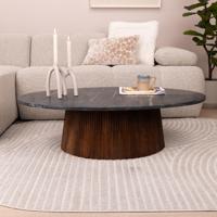 Eleonora Ovale Salontafel 'Maxim' Mangohout en marmer, 120 x 70cm - thumbnail
