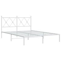 Bedframe met hoofdbord metaal wit 135x190 cm - thumbnail