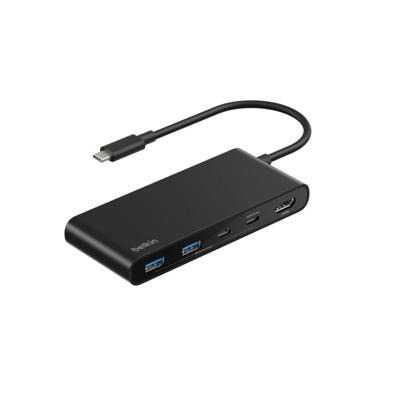 Belkin USB C Hub, 7-poorts USB C Adaptor voor 4K@60Hz HDMI Display, SD + MicroSD, 100W PD, Snelle Gegevensoverdracht (5Gbps), meerpoorts USB Hub - voor MacBook, iPad Pro, Chromebook - HDMI 2.0 - Zwart