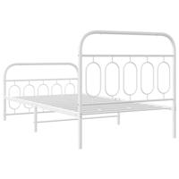 Bedframe met hoofd- en voeteneinde metaal wit 107x203 cm - thumbnail