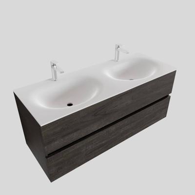 Badkamermeubel Solid Surface AQS Stockholm 120x46 cm Dubbel Wood Dark Brown Boss & Wessing Badkamermeubel Solid Surface AQS Stockholm 120x46 cm Dubbel Wood Dark Brown Boss & Wessing