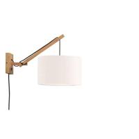 GOOD&MOJO Wandlamp 'Andes' Small, Bamboe en Eco linnen, kleur Wit/Naturel - thumbnail