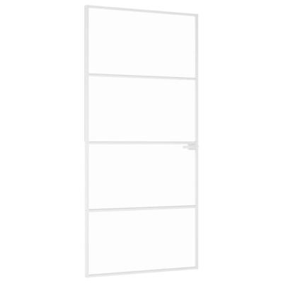 VidaXL Binnendeur 93x201,5 cm gehard glas en aluminium smal wit VidaXL Binnendeur 93x201,5 cm gehard glas en aluminium smal wit