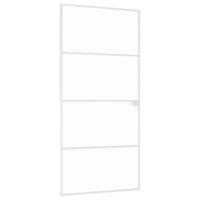 VidaXL Binnendeur 93x201,5 cm gehard glas en aluminium smal wit - thumbnail