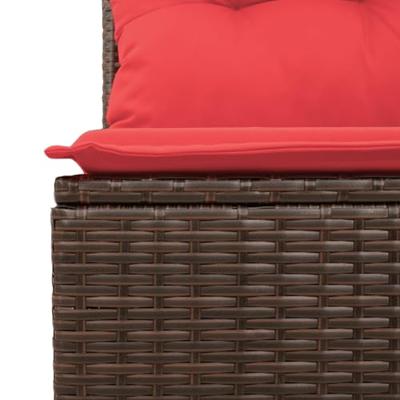 5-delige Loungeset met kussens poly rattan bruin