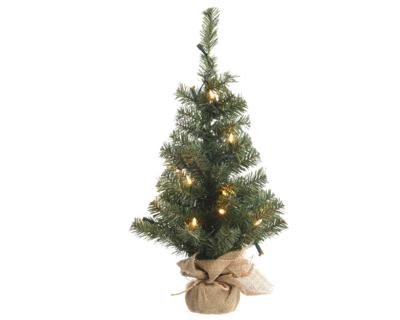 Everlands Miniboom jute prelit - groen/warm wit Everlands Miniboom jute prelit - groen/warm wit