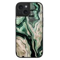 iPhone 15 glazen hardcase - Green waves - thumbnail