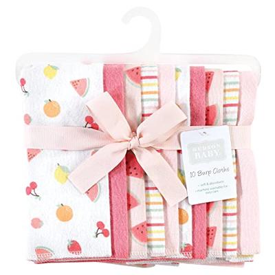 Hudson Baby Unisex Baby Cotton Flannel Burp Cloths, Fruit Salad, One Size
