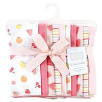 Hudson Baby Unisex Baby Cotton Flannel Burp Cloths, Fruit Salad, One Size - thumbnail