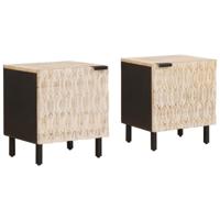 Nachtkastje 2 pcs Wit 40 x 33,5 x 46 cm Massief Mango Hout - thumbnail