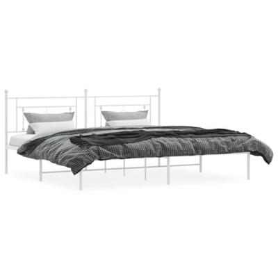 Bedframe met hoofdbord metaal wit 193x203 cm Bedframe met hoofdbord metaal wit 193x203 cm