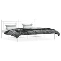 Bedframe met hoofdbord metaal wit 193x203 cm - thumbnail