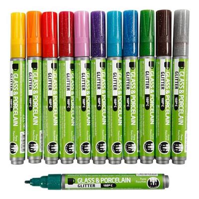 Creativ Company Glas- en porseleinstiften kleur glitter, 12st. Creativ Company Glas- en porseleinstiften kleur glitter, 12st.