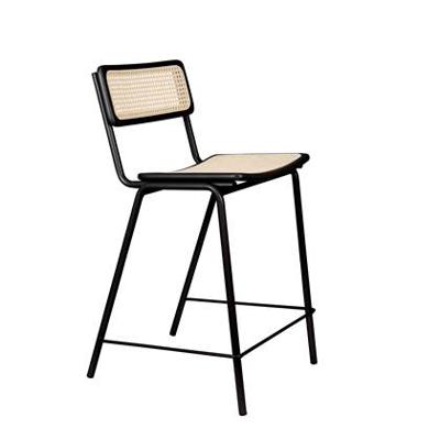 Zuiver Barstoel 'Jort' Rotan, kleur Naturel/Zwart (zithoogte 67cm)
