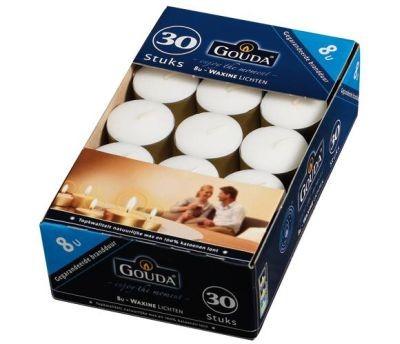 Gouda Waxinelichten 8 Uur Wit 30st Gouda Waxinelichten 8 Uur Wit 30st
