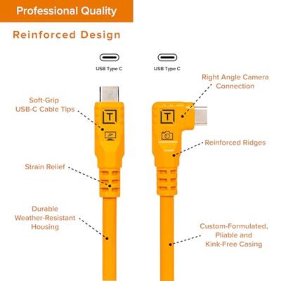Tether Tools TetherPro Optima 10G USB-C, 10' (3m), straight to right orange Tether Tools TetherPro Optima 10G USB-C, 10' (3m), straight to right orange