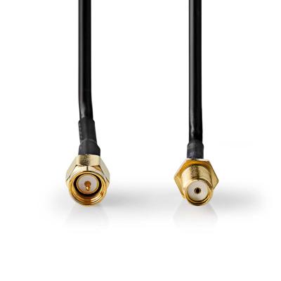 Antennekabel | SMA Male | SMA Female | Verguld | 50 Ohm | Enkelvoudig Afgeschermd | 3.00 m | Rond | PVC | Zwart