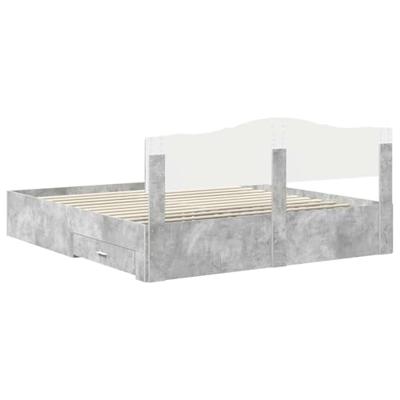 Bedframe met hoofdeinde Beton Grijs 200 x 200 cm Bewerkt hout