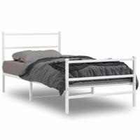 Bedframe met hoofd- en voeteneinde metaal wit 100x200 cm - thumbnail