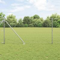 VidaXL Hek met paal zilver 1 x 10 m staal - thumbnail