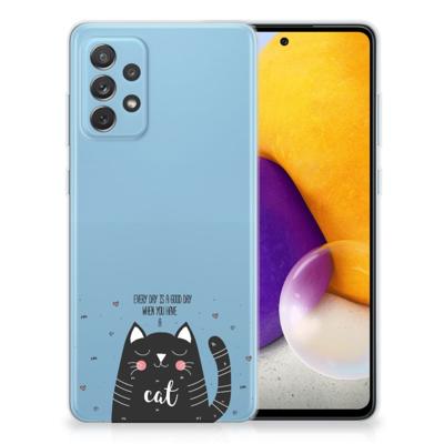 Samsung Galaxy A72 Telefoonhoesje met Naam Cat Good Day Samsung Galaxy A72 Telefoonhoesje met Naam Cat Good Day