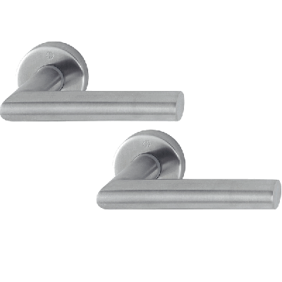 Hoppe deurkruk met rozet - Amsterdam - deurdikte 37/42mm - RVS