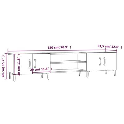 Tv-meubel 180x31,5x40 cm bewerkt hout gerookt eikenkleurig